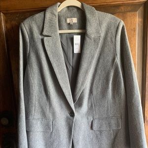 NWT Loft Plus grey herringbone blazer